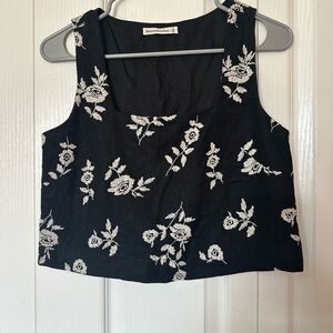 Abercrombie & Fitch Black and White Floral Tank Top